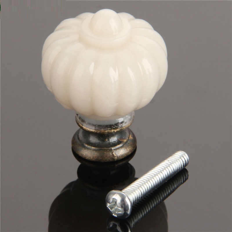 Furniture Hardware Suppliers - 1pcアクリルアイボリーホワイトパンプキン内閣ノブキッチン食器棚洋服タンスドレッサーの引き出し家具ハードウェア
