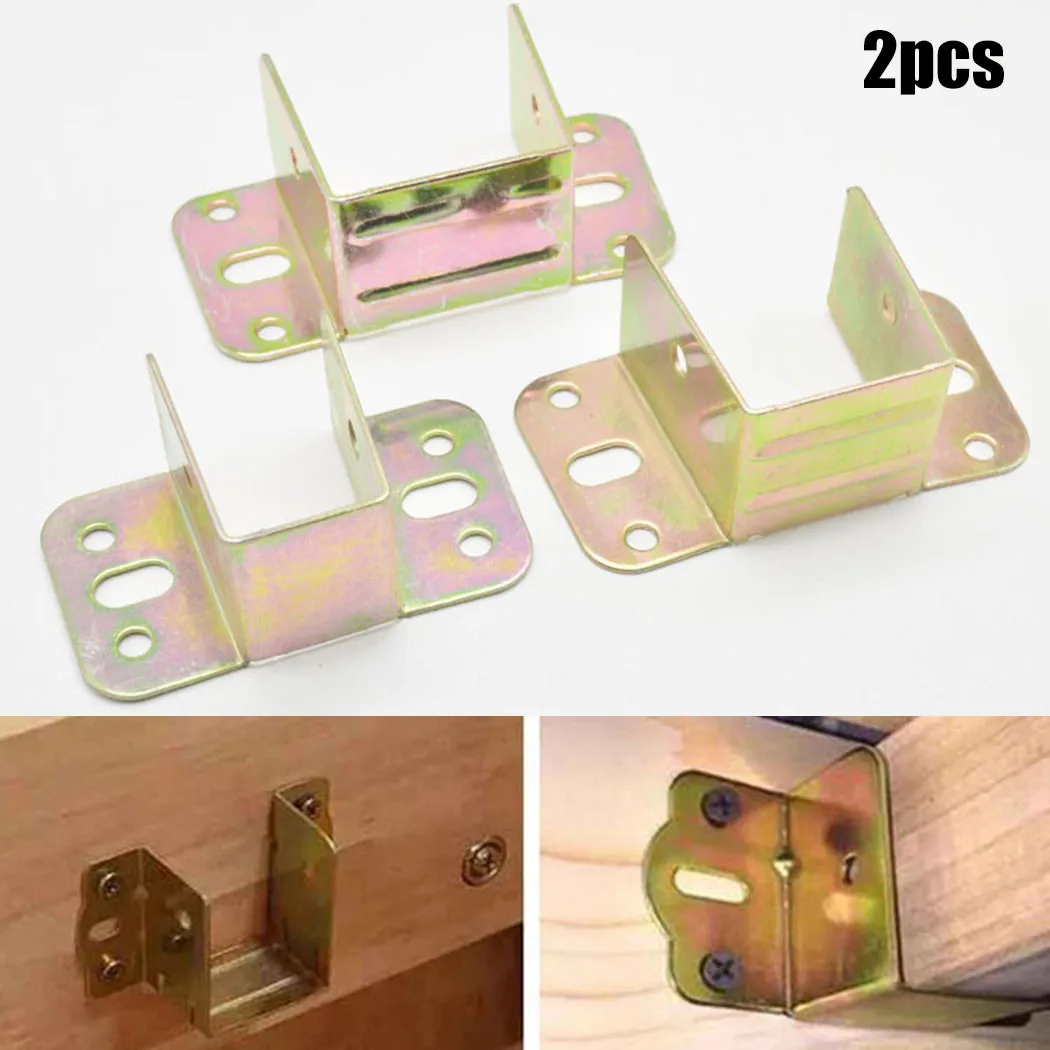 Furniture Hardware Suppliers - U字型金属製ベッドブラケット、ヒンジ取り付けコネクタ、ハードウェアロック、固定接続、家具レールフックブラケット、2個