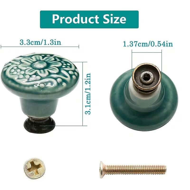 12個のセラミック製キャビネットノブ、花柄デザイン、耐久性の - Furniture Hardware Suppliers のレビューと価格