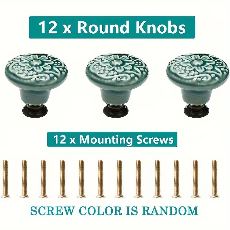12個のセラミック製キャビネットノブ、花柄デザイン、耐久性の - Furniture Hardware Suppliers のレビューと価格